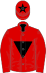 Red, black inverted triangle, black star on cap