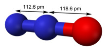 Ball-and-stick model with bond lengths