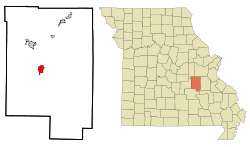 Location of Steelville, Missouri