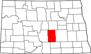 Map of North Dakota highlighting Kidder County