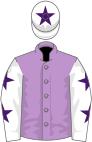 Mauve, white sleeves, purple stars, white cap, purple star