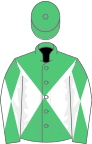 Emerald green and white diabolo, emerald green cap