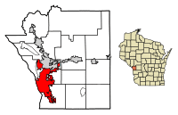 Location of La Crosse in La Crosse County, Wisconsin.