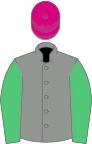 Grey, Green sleeves, Cerise cap