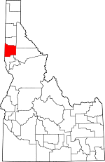 Map of Idaho highlighting Latah County