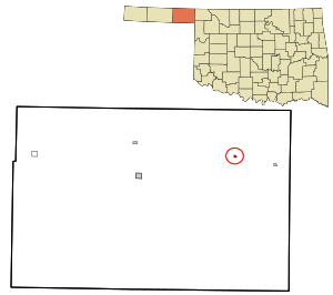 Location in Beaver County and state of Oklahoma.