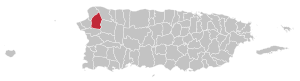 Map of Puerto Rico highlighting Moca Municipality