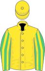 Yellow, emerald green and yellow striped sleeves