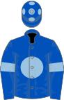 Royal blue, light blue disc, armlets and spots on cap