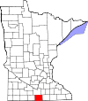 State map highlighting Faribault County
