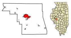 Location of Jacksonville in Morgan County, Illinois