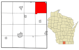 Location in Green County and the state of Wisconsin.