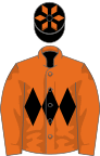 Orange, black triple diamond, black cap, orange diamonds