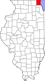 Lake County's location in Illinois