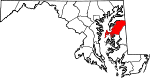 State map highlighting Queen Anne's County