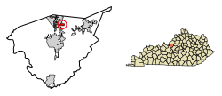 Location of Hebron Estates in Bullitt County, Kentucky.