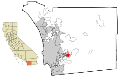 Location in San Diego County and the state of California