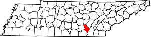 Map of Tennessee highlighting Sequatchie County