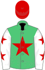 Emerald green, red star, white sleeves, red stars, red cap
