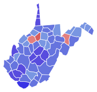 West Virginia Senate Election Results by County, 2008.svg