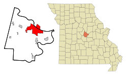 Cole County Missouri Incorporated and Unincorporated areas Jefferson City Highlighted.svg
