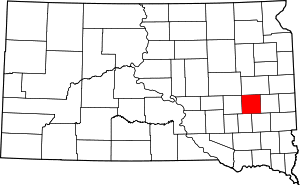 Map of South Dakota highlighting Miner County