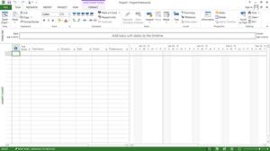 Microsoft Project 2013 screenshot, showing a blank project