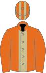 Orange, beige stripe, striped cap