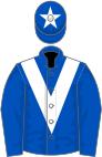 Royal blue, white chevron, royal blue cap, white star