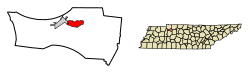 Location of Erin in Houston County, Tennessee.