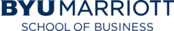 Logo with large blue "BYU" at top and "Marriott School of Management" beneath