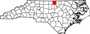 Map of North Carolina highlighting Person County