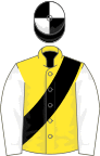 Yellow, black sash, white sleeves, black and white quartered cap