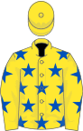 Yellow, royal blue stars, yellow cap