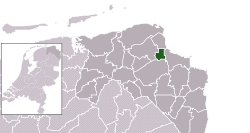 Highlighted position of Appingedam in a municipal map of Groningen