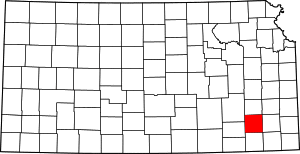 Map of Kansas highlighting Wilson County