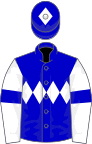 Blue, white triple diamond, white sleeves, blue armlets, white diamond on cap