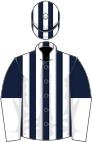 Dark blue and white stripes, halved sleeves