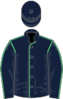 Dark blue, emerald green seams, dark blue cap