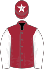 Maroon, white sleeves, maroon cap, white star