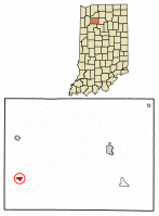 Location of Francesville in Pulaski County, Indiana.