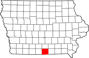 Map of Iowa highlighting Wayne County