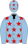 Light blue, red stars on body and cap