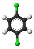 Ball-and-stick model of 1,4-dichlorobenzene