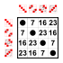Klein four-group; Cayley table; subgroup of S4 (elements 0,7,16,23).svg