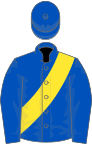 Royal blue, yellow sash