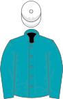 Peacock blue, white cap