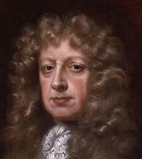 Head of a clean-shaven man with long light-brown curled hair, cropped from a full-length portrait painting