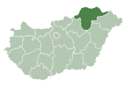 Borsod-Abaúj-Zemplén County within Hungary