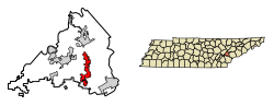 Location of Tellico Village within Loudon County, Tennessee
